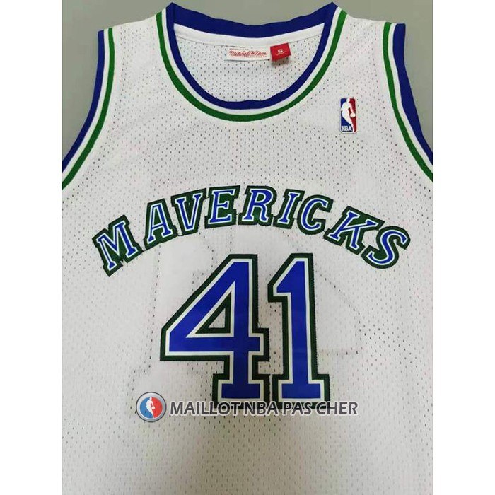 Maillot Dallas Mavericks Dirk Nowitzki NO 41 Mitchell & Ness 1998-99 Blanc